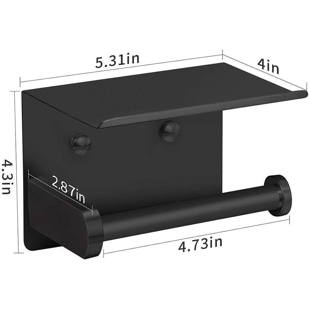 10 Soporte de papel higiénico autoadhesivo con soporte para teléfono, soporte de pared de acero inoxidable, resistente al óxido, para baño e inodoro - 5