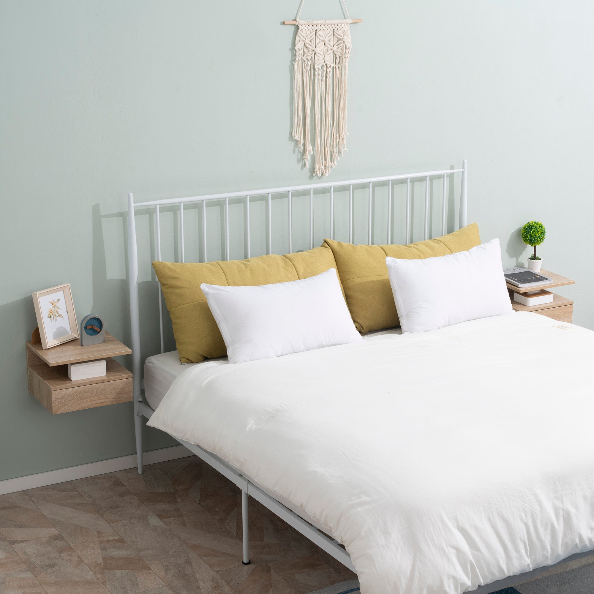 Mesas de Cabeceira HOMCOM Cor de Carvalho Melamina de Madeira 35x32x22,5cm - 3