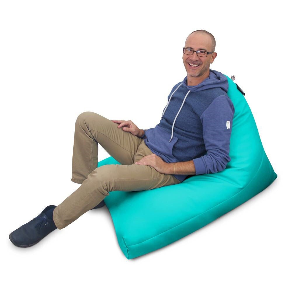 Pouf Pyramide Similicuir Indoor Turquoise HAPPERS XL - 3