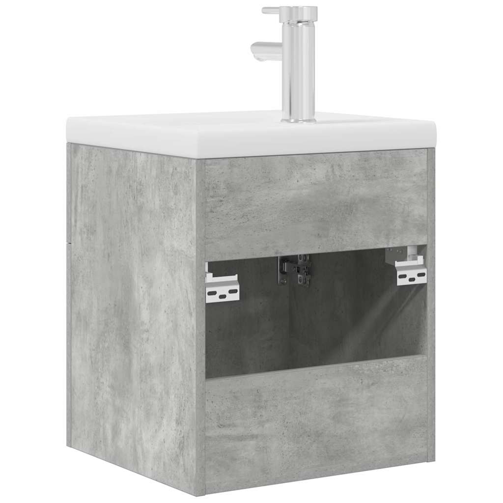 Armoire de lavabo salle de bain design moderne murale 41 x 38,5 x 46 cm espace de rangement en bois d'ingénierie gris bé - 5
