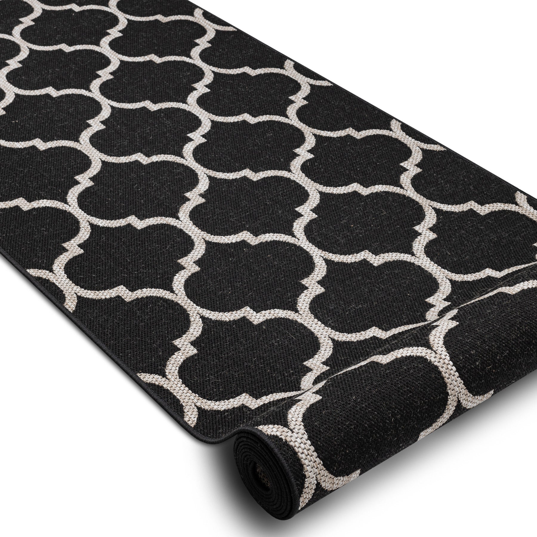 TAPIS DE COULOIR SIZAL FLOORLUX modèle 20608 Treillis marocain noir / argentin 120 cm 120x250 cm - 2