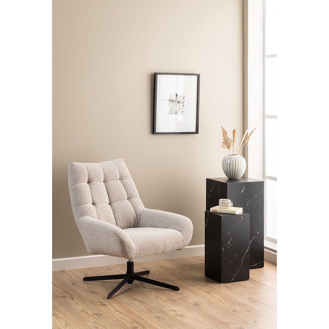 Fauteuil pivotant 73x82x88 cm en tissu bouclette beige - 6
