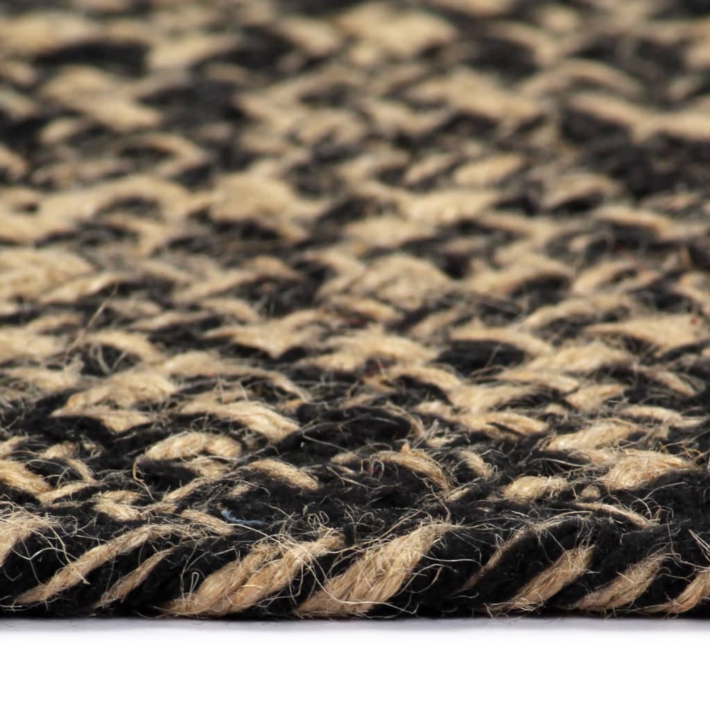 Tapis fait à la main Jute Noir et naturel 150 cm - 3