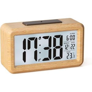 Réveil Numérique LED En Bois - Affichage Heure Et Température, Répétition Personnalisable, Alarme Réglable, Dimensions 13,8x7,7 Cm
