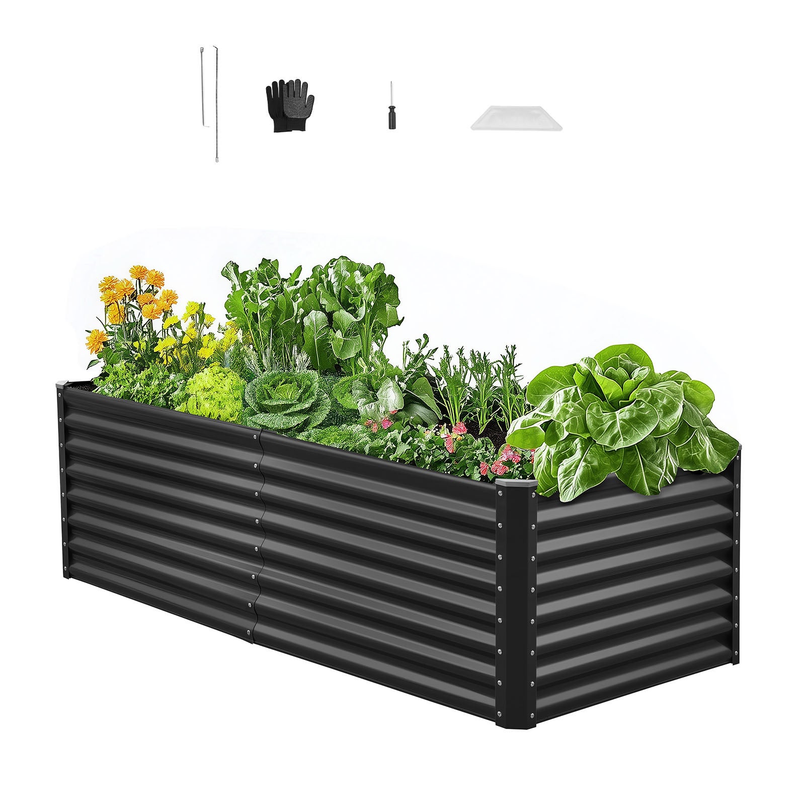 Grzadka podwyzszona VEVOR metalowa 180x90x60 cm ocynkowana bez dna do warzyw i kwiatow