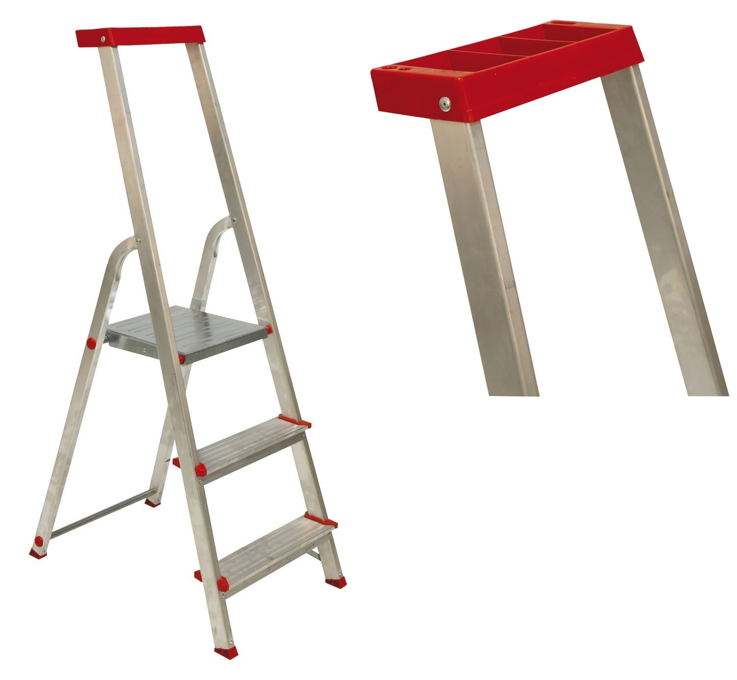 Escaleras domésticas de aluminio con compartimento superior - alu step up 131 de 3 a 8 peldaños - modelo 4 peldaños