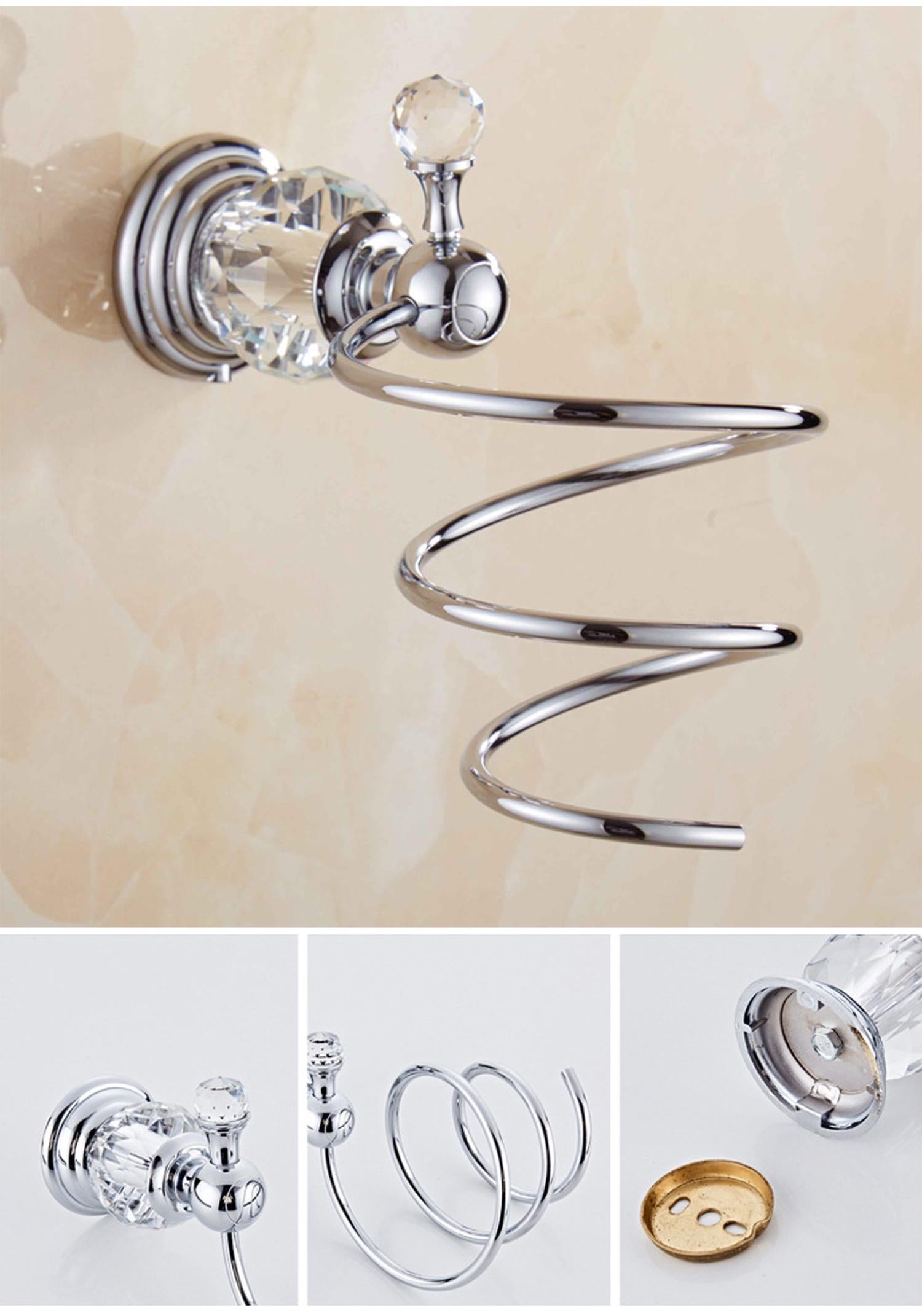Conjunto de Acessórios de Casa de Banho de Luxo com Plataforma de Chuveiro de Parede em Cristal Prateado, Porta-Toalhetes e Suporte para Toalhas - 2