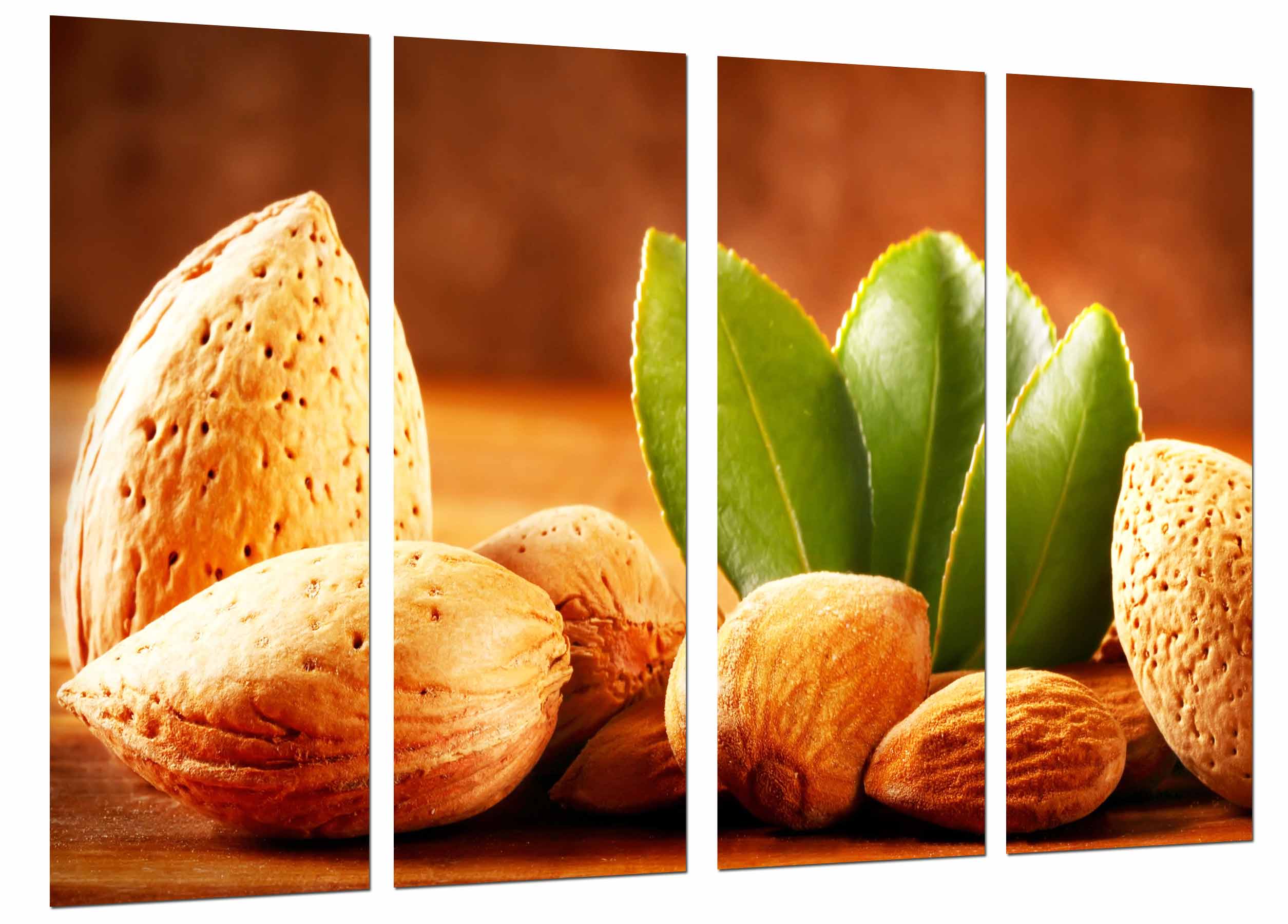 Comestibles cocina, fruto seco almendra, almendrucos, impresión fotográfica sobre madera, cuadro moderno decorativo