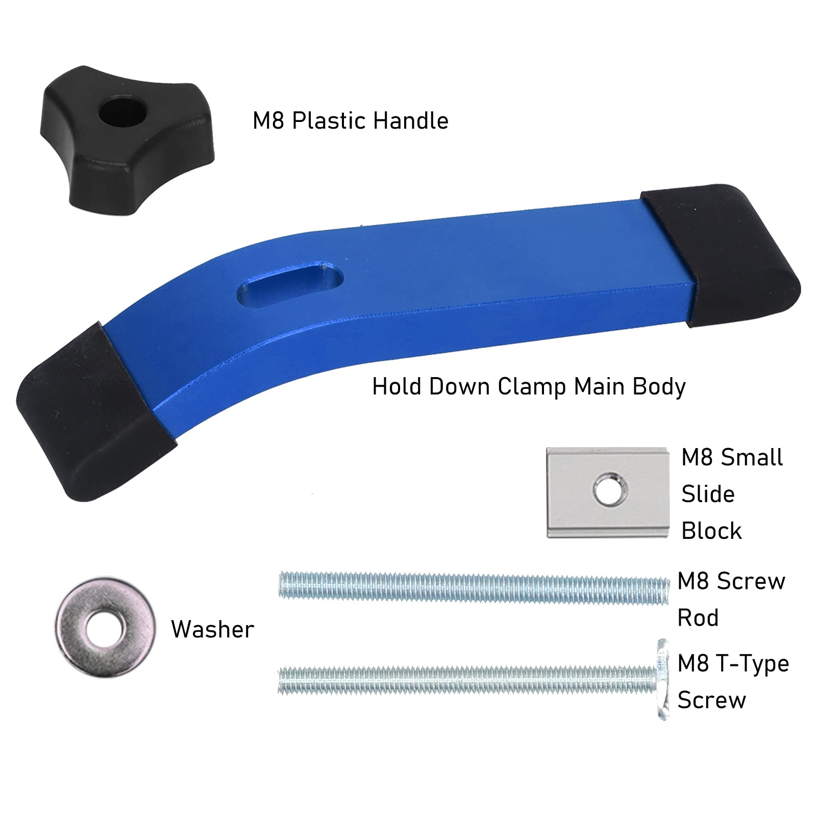Kit De Serrage T-Slot M8 - Pince Rapide Pour Travail Du Bois Et Métal - Ensemble Complet Avec Vis Et Écours