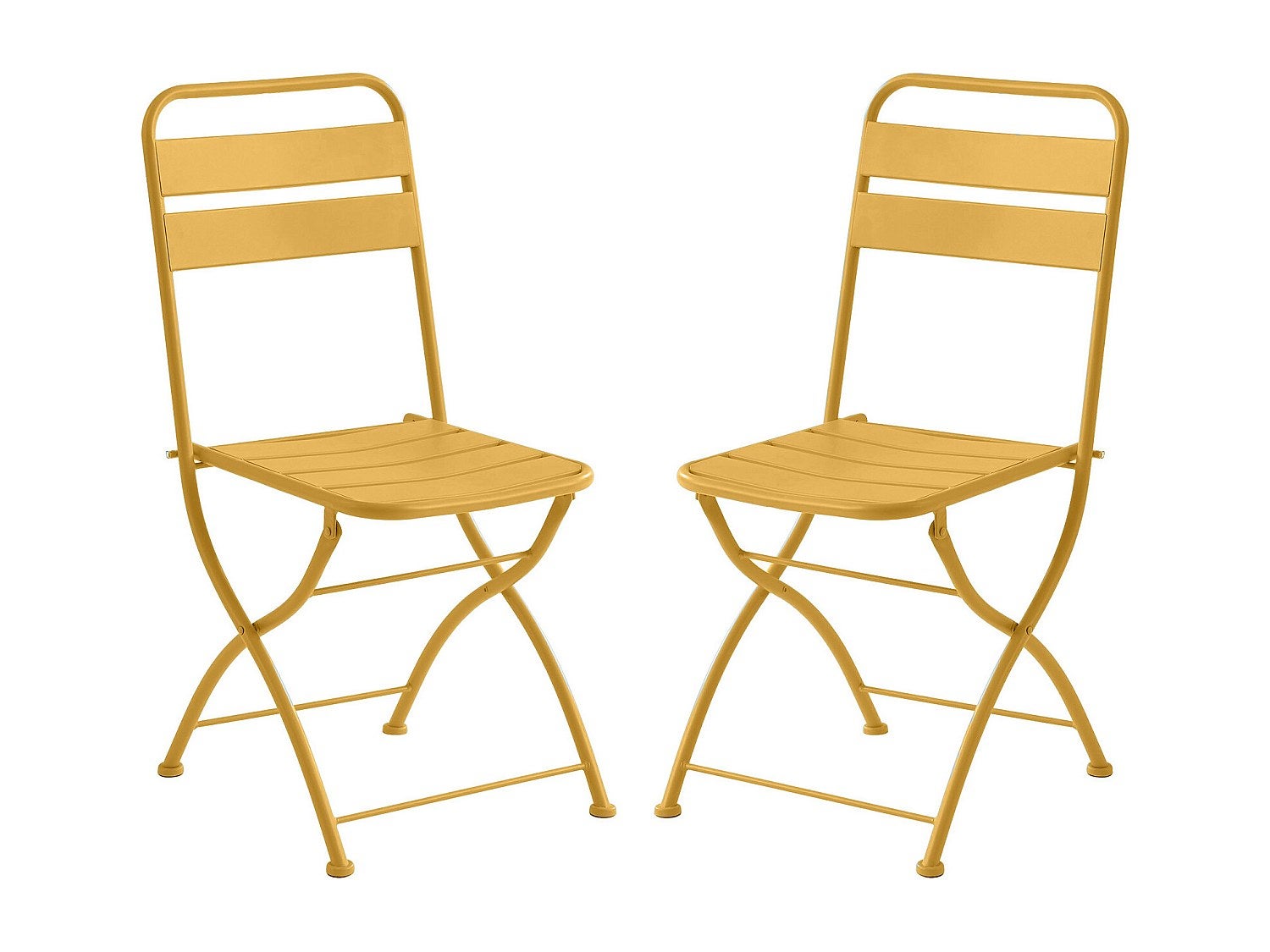 Zestaw 2 składanych metalowych krzeseł ogrodowych - Musztardowy żółty - MIRMANDE od MYLIA
