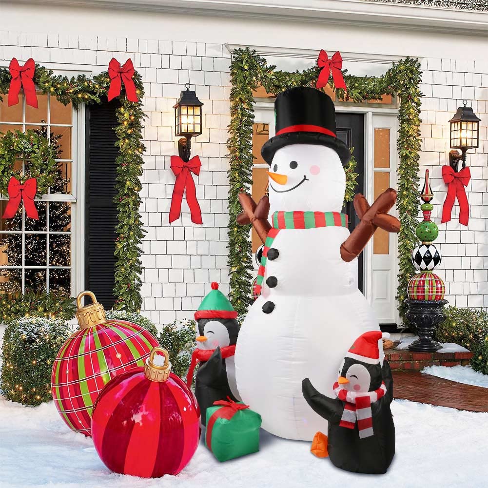 Pingouins gonflables de bonhomme de neige de noël de 180cm, grandes décorations de noël en plein air avec lumières LED, décorations de jardin - 3