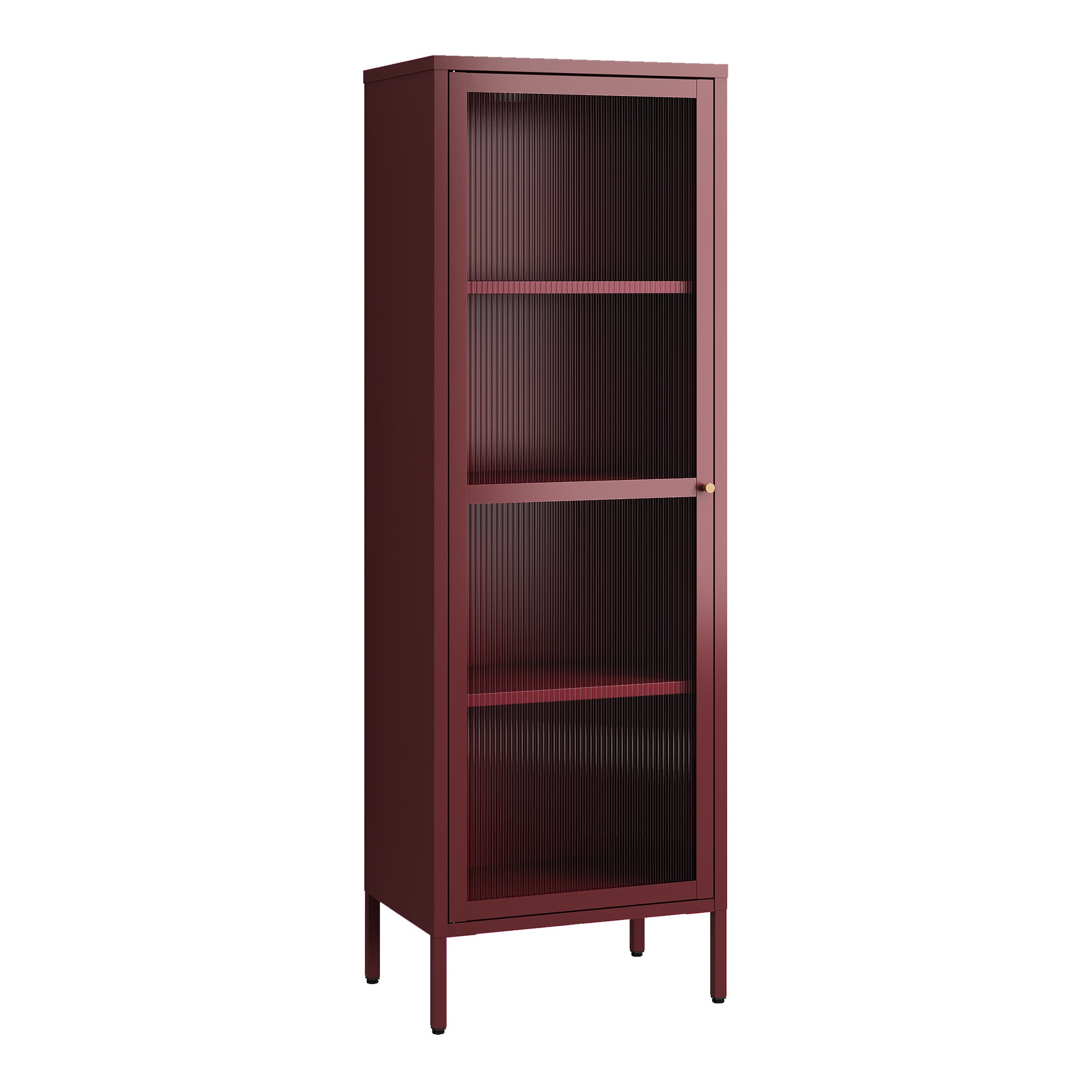 [En.casa] [En.casa] Vitrina Säkylä Con Puerta De Cristal 3 Estantes 150X50x35 Cm Bordeos Rojo , Leroy Merlin