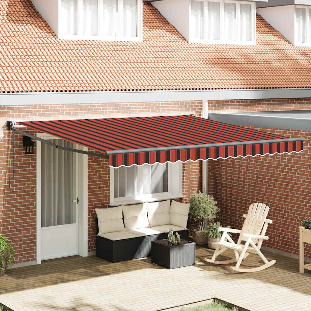 Toldo retráctil automático, naranja y marrón, 4x3 m