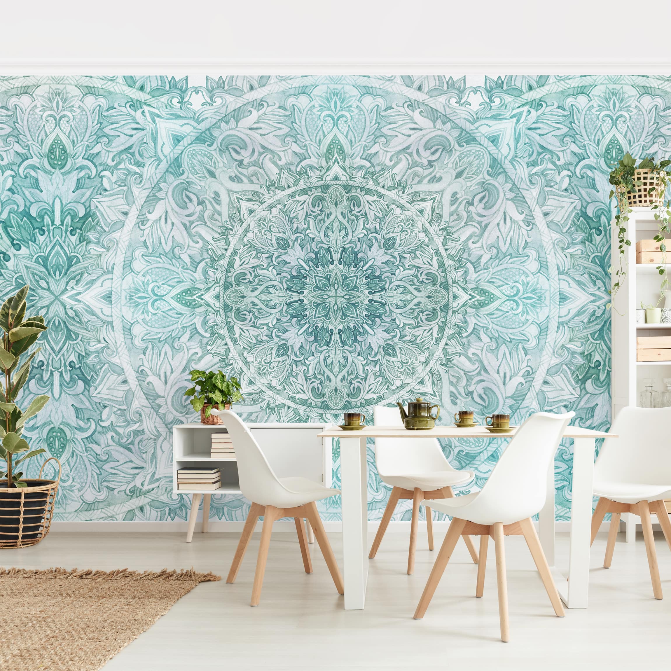 Papel pintado estampado acuarela arte motivos zen mandala 219 - salón dormitorio cocina pasillo - tnt 336 x 225 cm premium