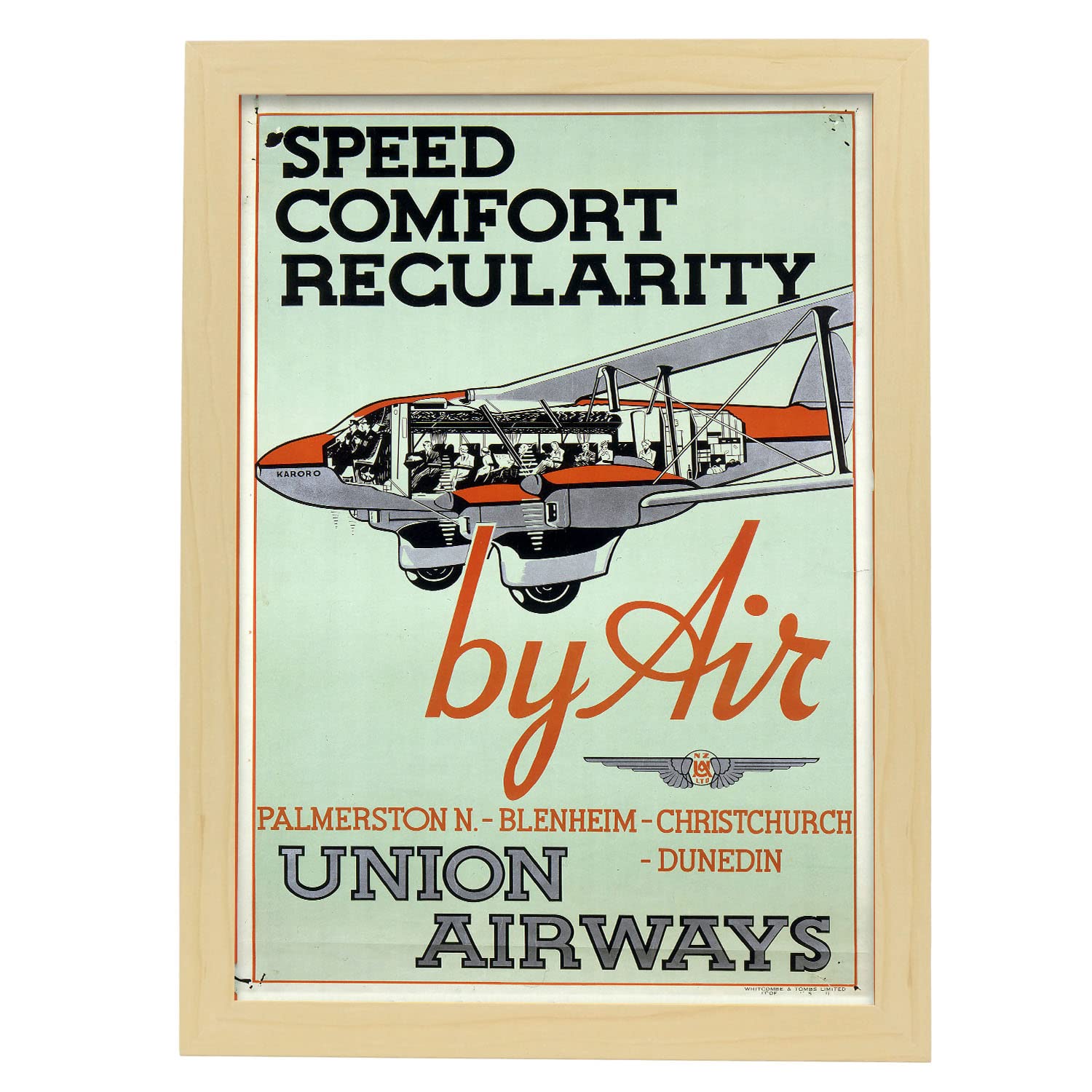 Nacnic póster de publicidad de viajes antigua union airways ilustraciones de anuncios vintage para la agencias de viaje a3 con marco color madera