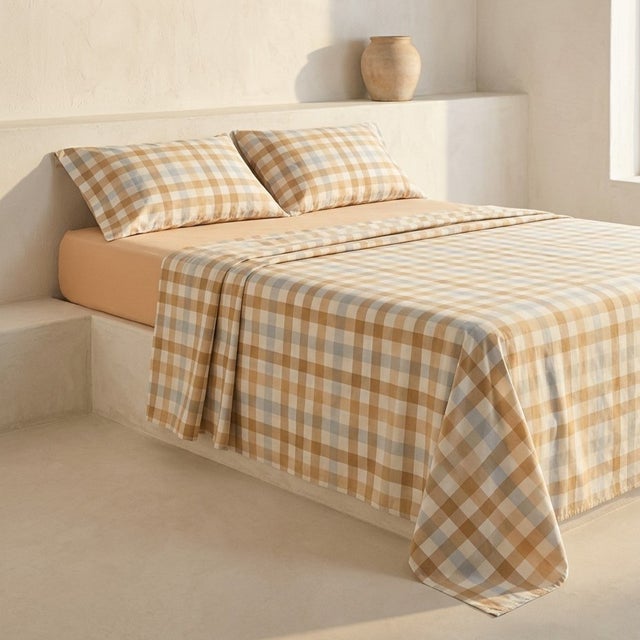 Juego de sábanas 100% algodón cuadro vichy cama 135 cm