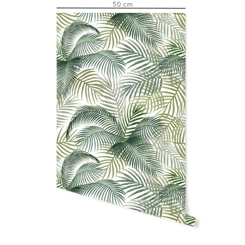 Papier peint adhésif jungle tropicales vert et blanc en vinyle lavable et amovible - 1 rouleau 50x300 cm - Decochic - 3
