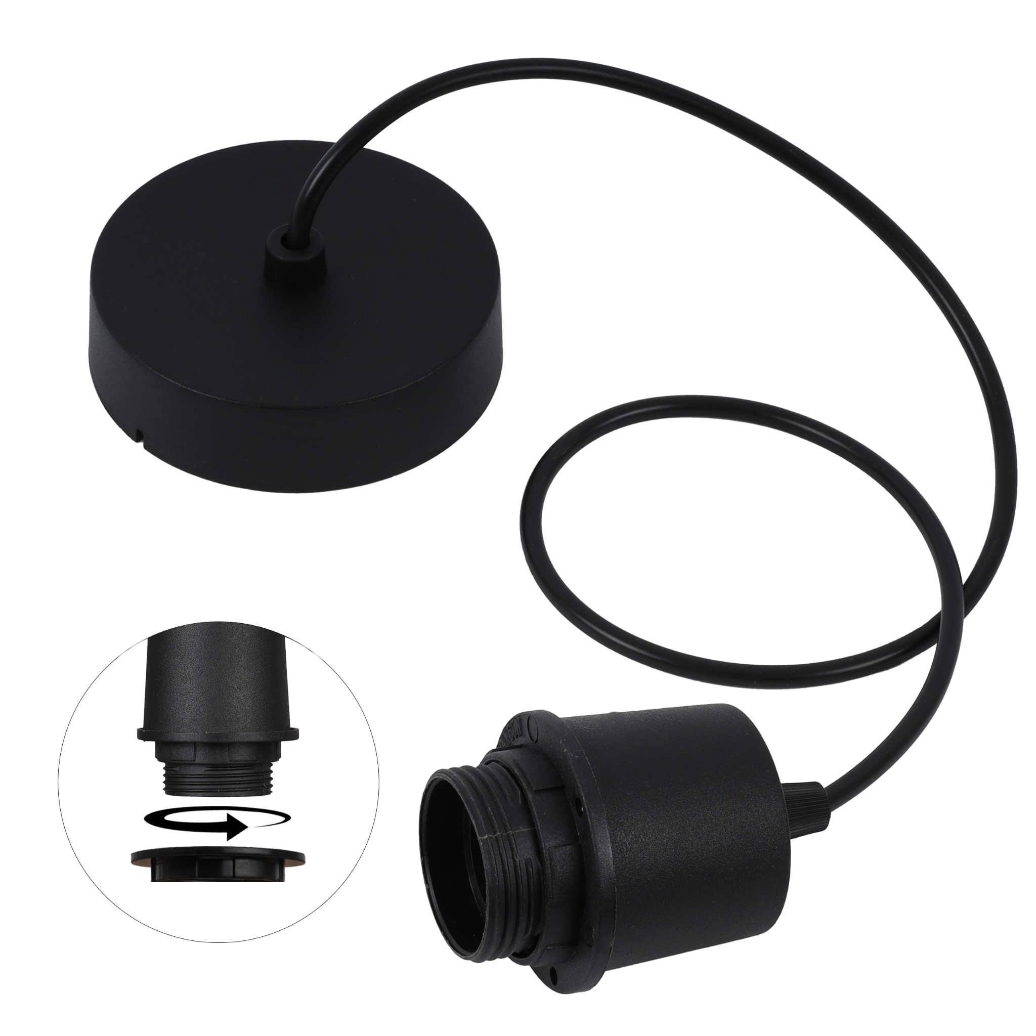 Cablu suspendare pentru lampă Light Home LH 1x E27 disc/tub negru