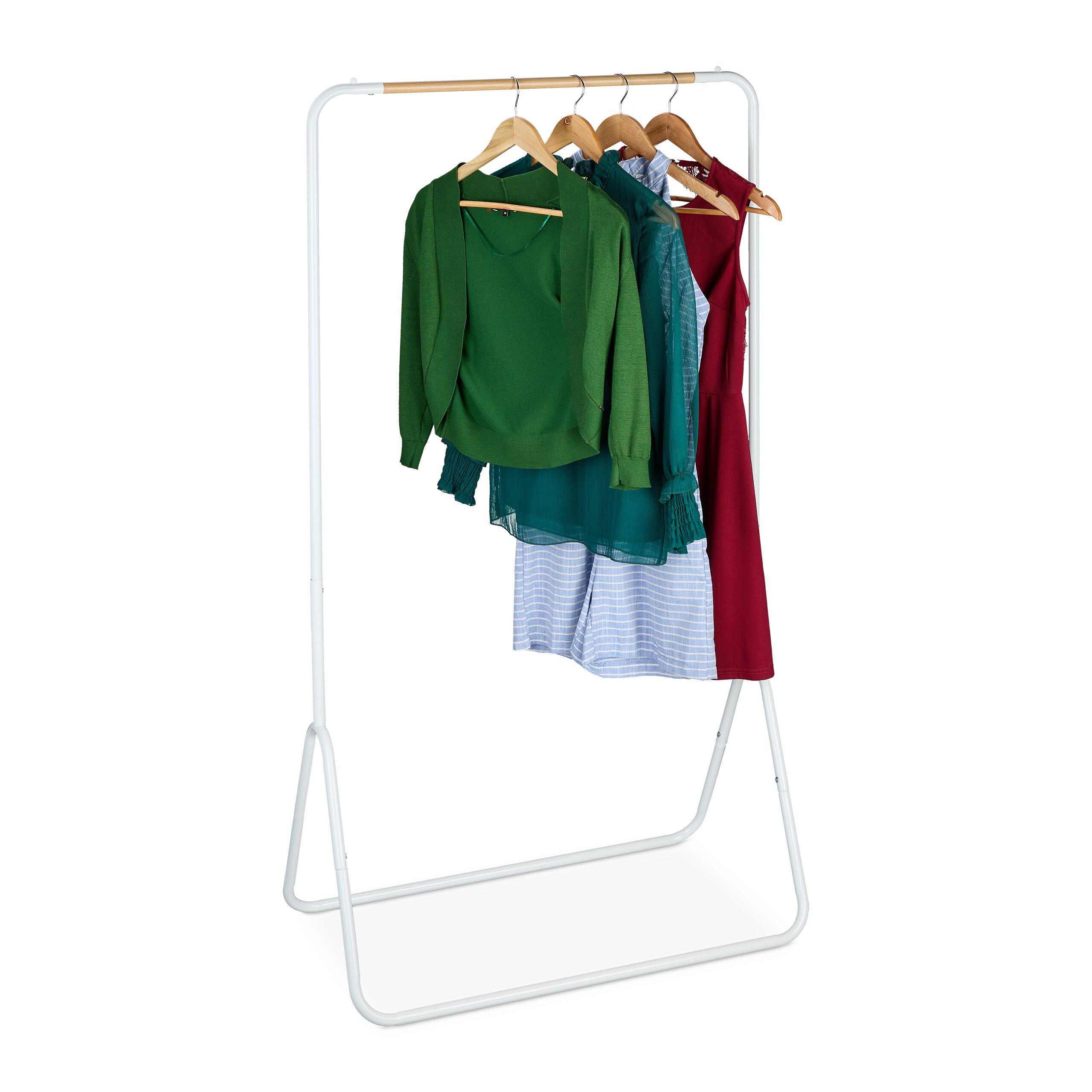 Portemanteau Métal & Bois Relaxdays – 144 × 81 × 44 Cm – Entrée, Chambre, Dressing