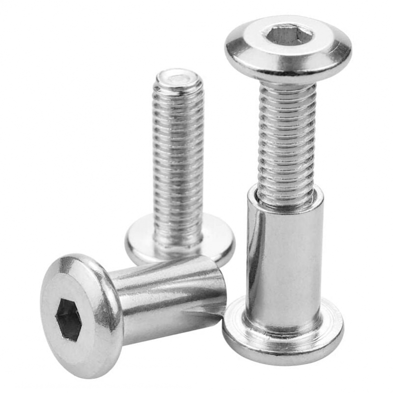 12 vis de connexion M6 x 20 mm, vis à tête hexagonale creuse, vis de connexion à tête plate, avec écrous à douille, pour la connexion d'armoires. - 3