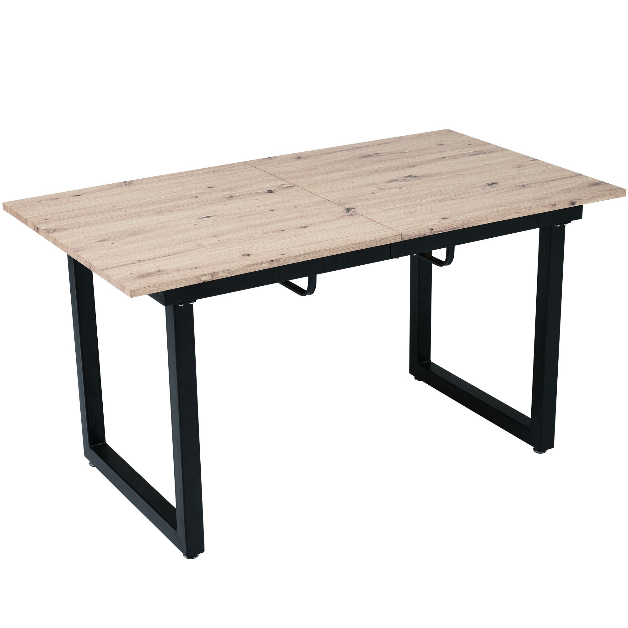 Table à manger extensible 2 à 6 couverts en Panneaux de particules et métal - 140/180 x 80 x 75 cm - Naturel et noir - 9