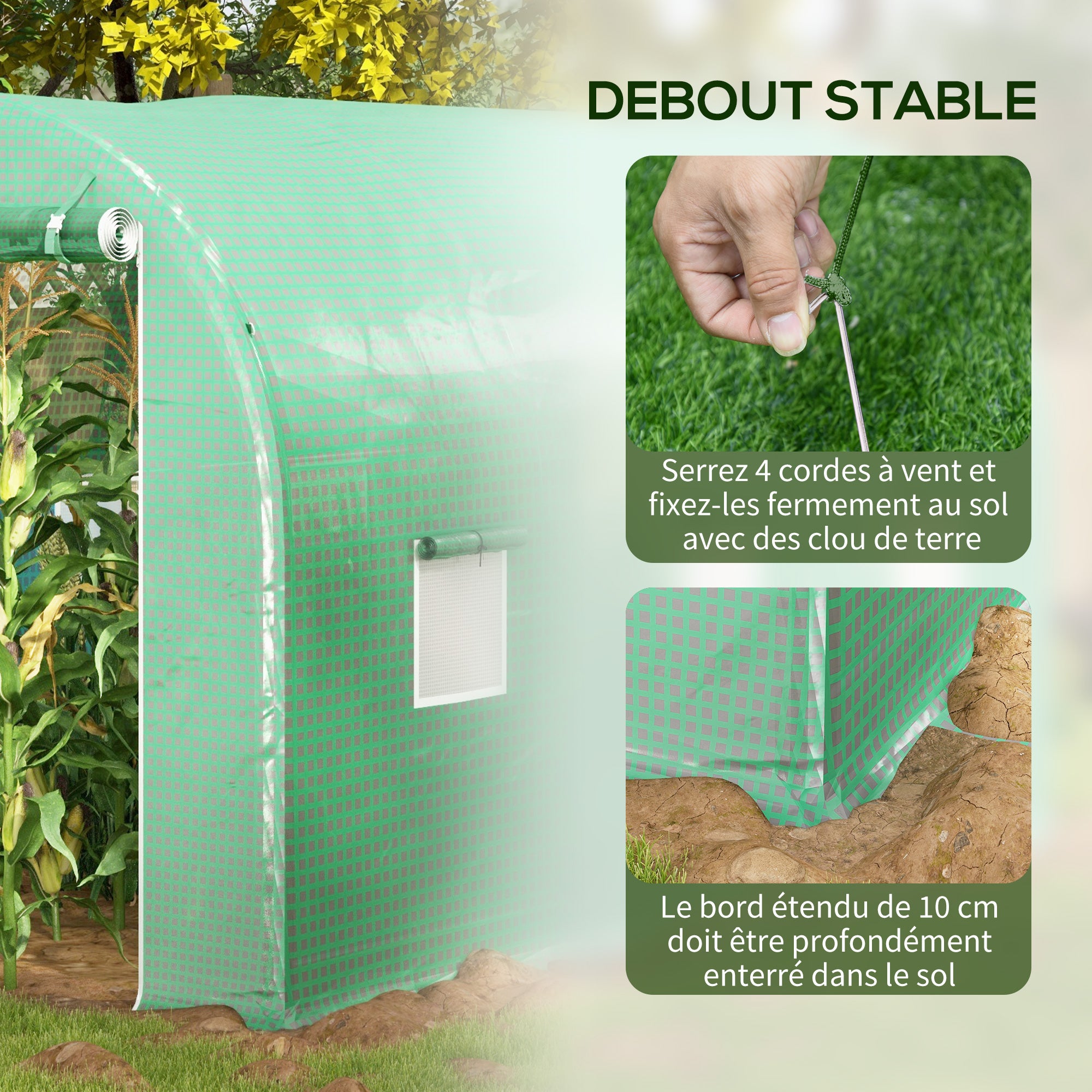 Serre tunnel de jardin métal 6 m² Outsunny - 5