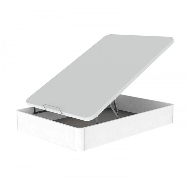 Canape Abatible Madera 150x190 Blanco Tapa Tapizada 3D Colchum