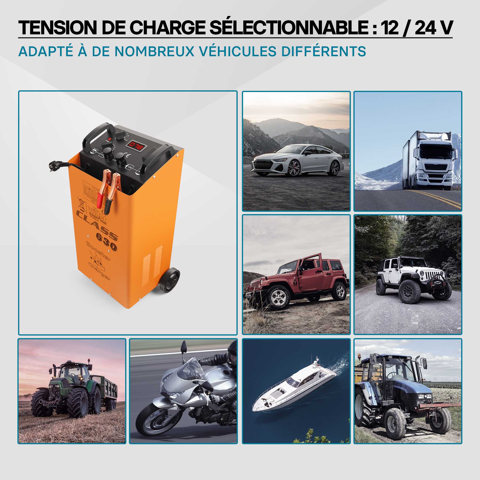 Wiltec Caricabatterie 12V e 24V Boost 630 Caricatore per batterie piombo acido AGM - 3