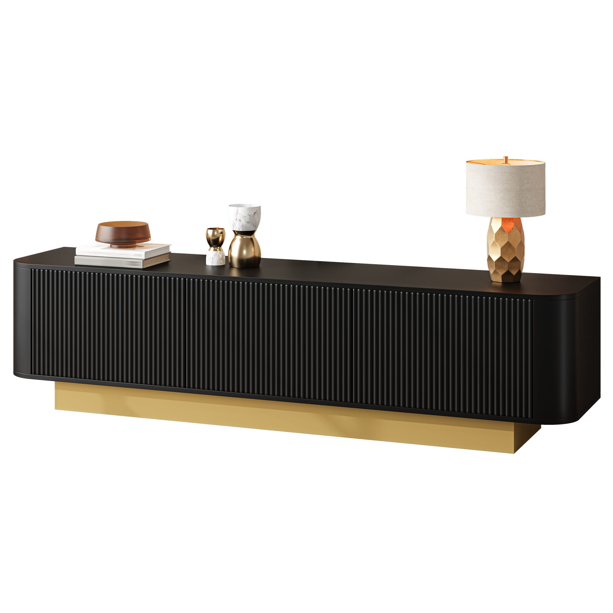 Mueble para TV de 170 cm (largo) – Esquinas redondeadas, gestión de ...