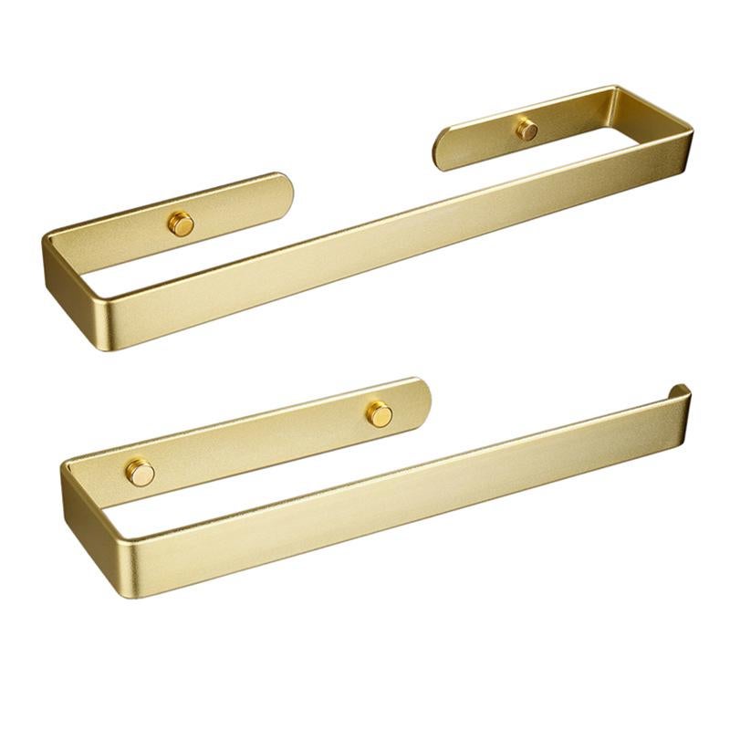 Samoprzylepny wieszak na ręczniki bez wiercenia, drążek na ręczniki do łazienki lub kuchni 31,5 cm, złoty aluminiowy wieszak na ręczniki