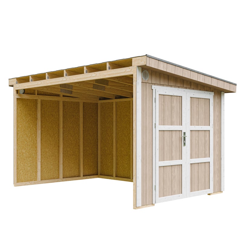 Szopa ogrodowa najwyższej jakości 8,68 m² - wys. 231 x 248 x 412 cm - bez podłogi i ścian bocznych - Timbela M939B - TERRA BROWN