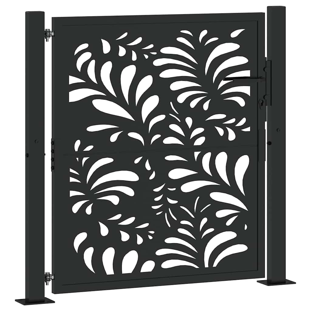 Portail de jardin noir 100x100 cm acier conception de vagues vidaXL - 2