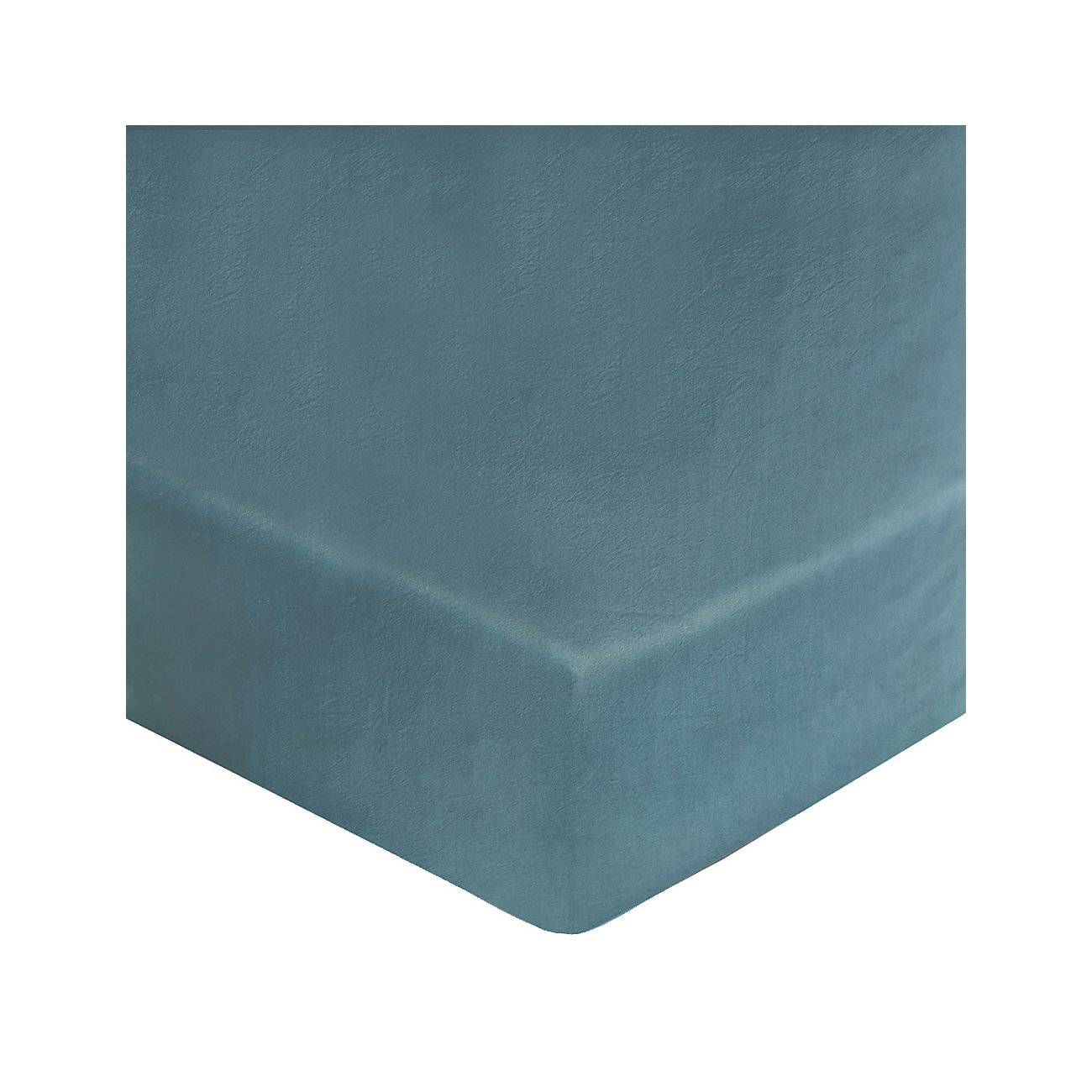 Drap housse percale lavée Bohème BLANC DES VOSGES-140 x 200 cm-Orage - 4