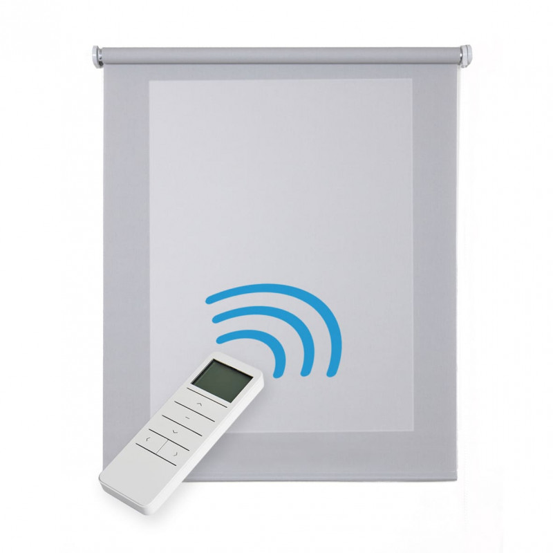 Estores enrollables screen estor motorizado automático con mando tejido técnico aislante térmico gris 100 x 250cm