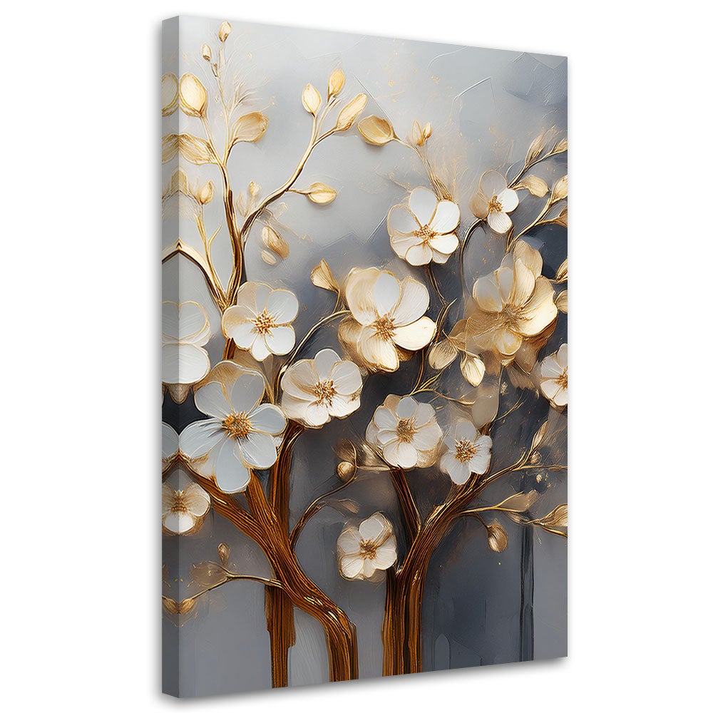 Obraz na płótnie, Drzewo Magnolia Abstrakcja Złoty 80x120