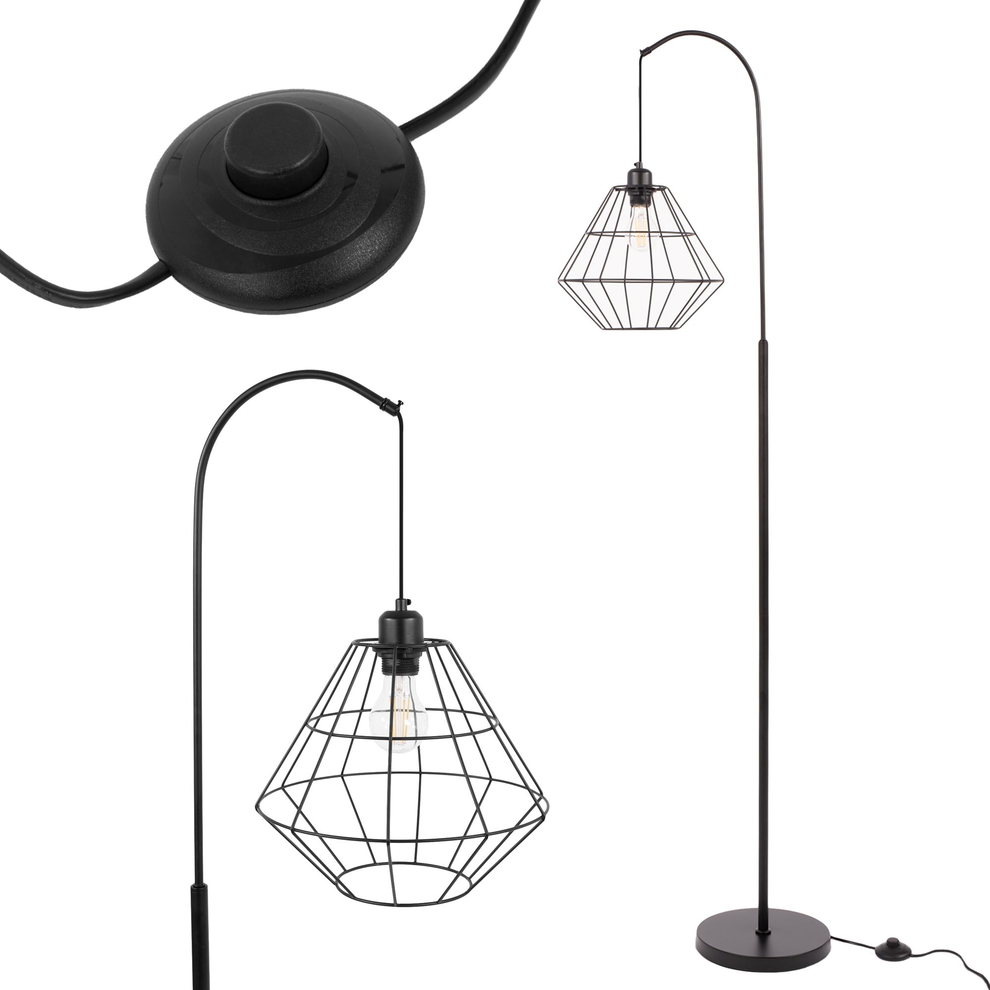 Lampa Stojąca Podłogowa Toolight App538-1F Czarny