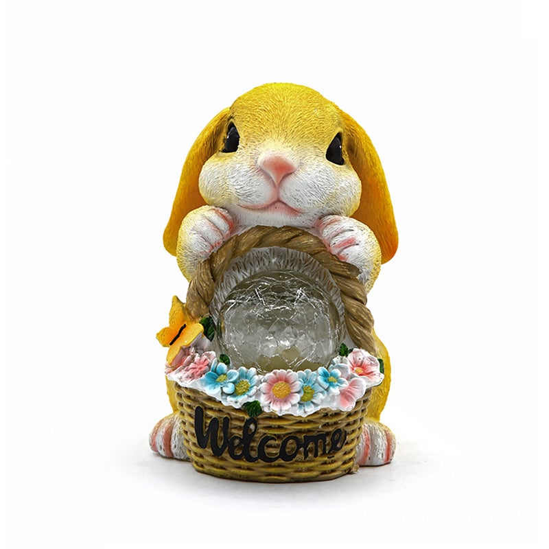 Delytid - Statua Solare A Forma Di Coniglio Con Fiori E Luci LED, Decorazione Per Giardino, Patio O Interni - Regalo Per Donne, Mamma, Nonna