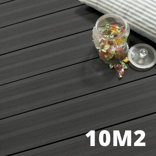 Kit Terrasse Composite ATLANTA 10m² Anthracite- 31 Lames de Terrasse (220 x 14.5 x 2.25 cm) - Garantie 15 ans - Fixation par Clips