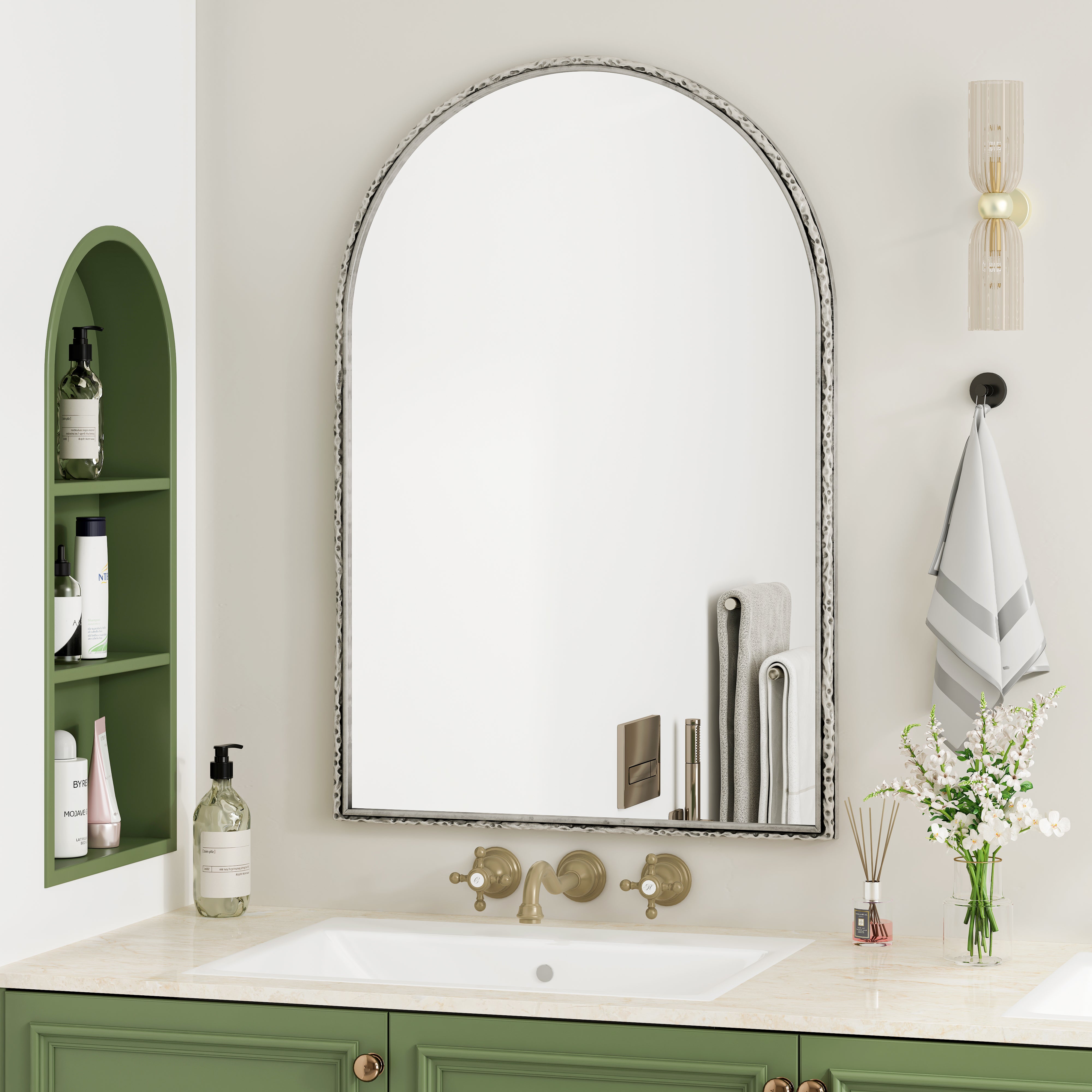 DGCZYXGL Specchio completo ad arco 180 x 80 cm, specchio a tutta lunghezza, grande specchio ad arco in piena lunghezza con telaio in alluminio, specchio a piedi inclinato o appeso per soggiorno