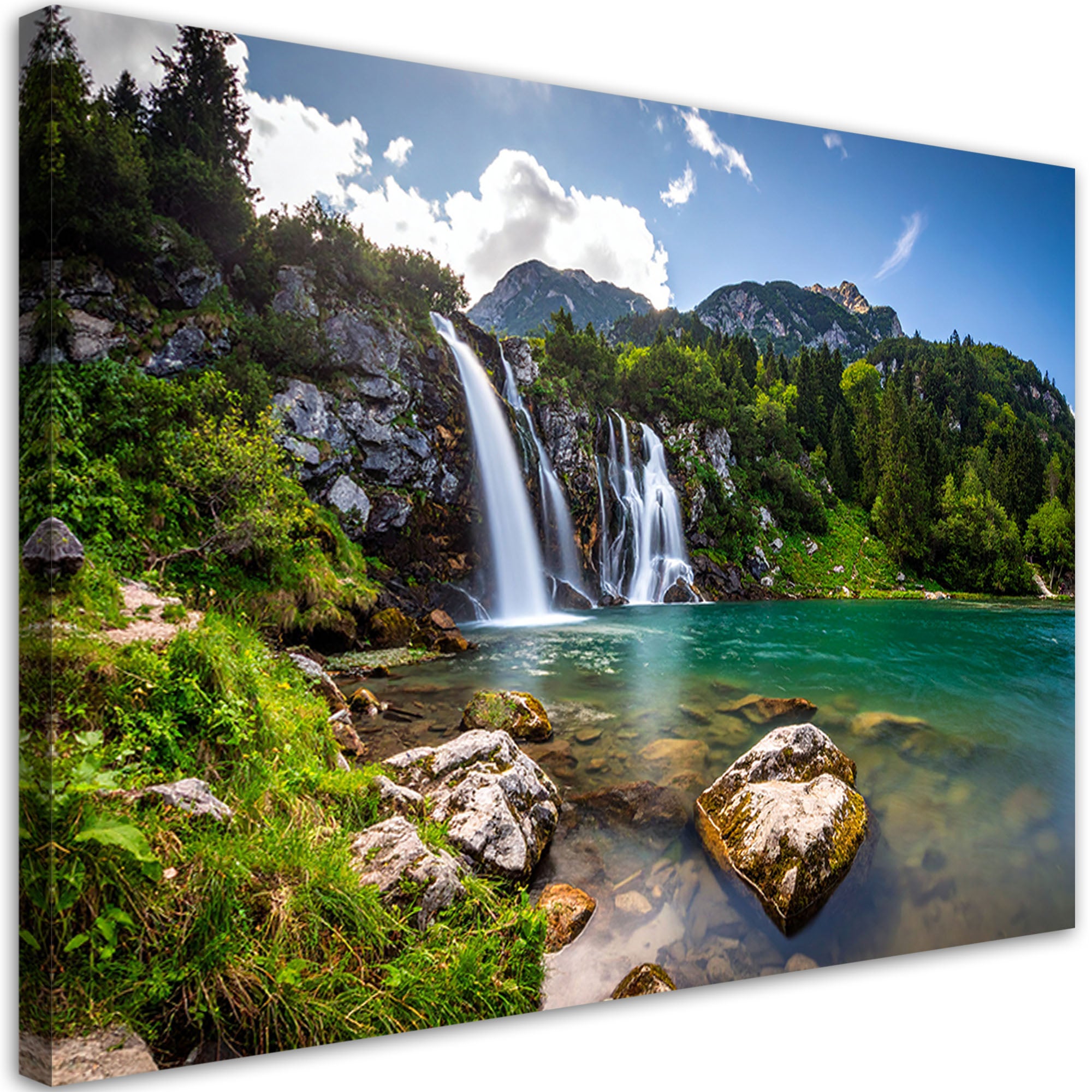 Obraz do salonu sypialni biura, Wodospad góry pejzaż natura 120x80