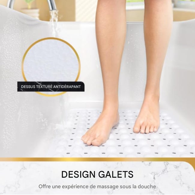 Tapis de douche antidérapant en PVC épais massage double usage avec ventouse, grande surface antidérapante et anti-chute Tapis de douche gris super grande taille 80 x 120 cm Tapis de douche antidérapant en PVC épais massage double usage avec ventouse, grande surface antidérapante et anti-chute Tapis de douche gris super grande taille 80 x 120 cm