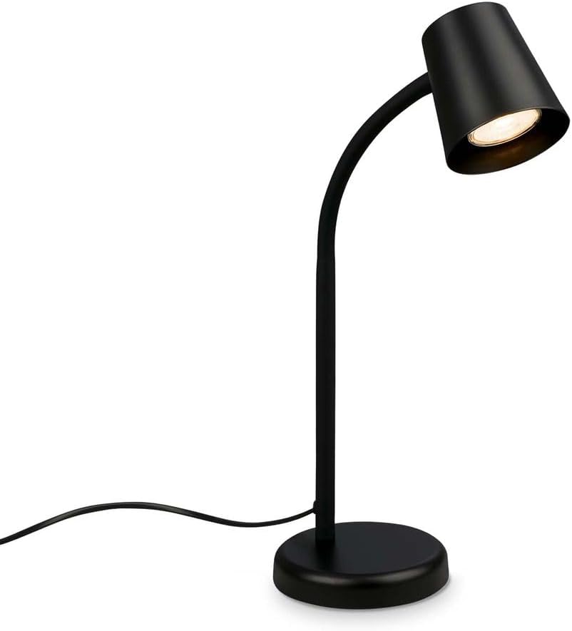 Lampe de chevet, lampe de table réglable, lampe de table de bureau GU10, avec interrupteur à fil, lecture, noir - 2