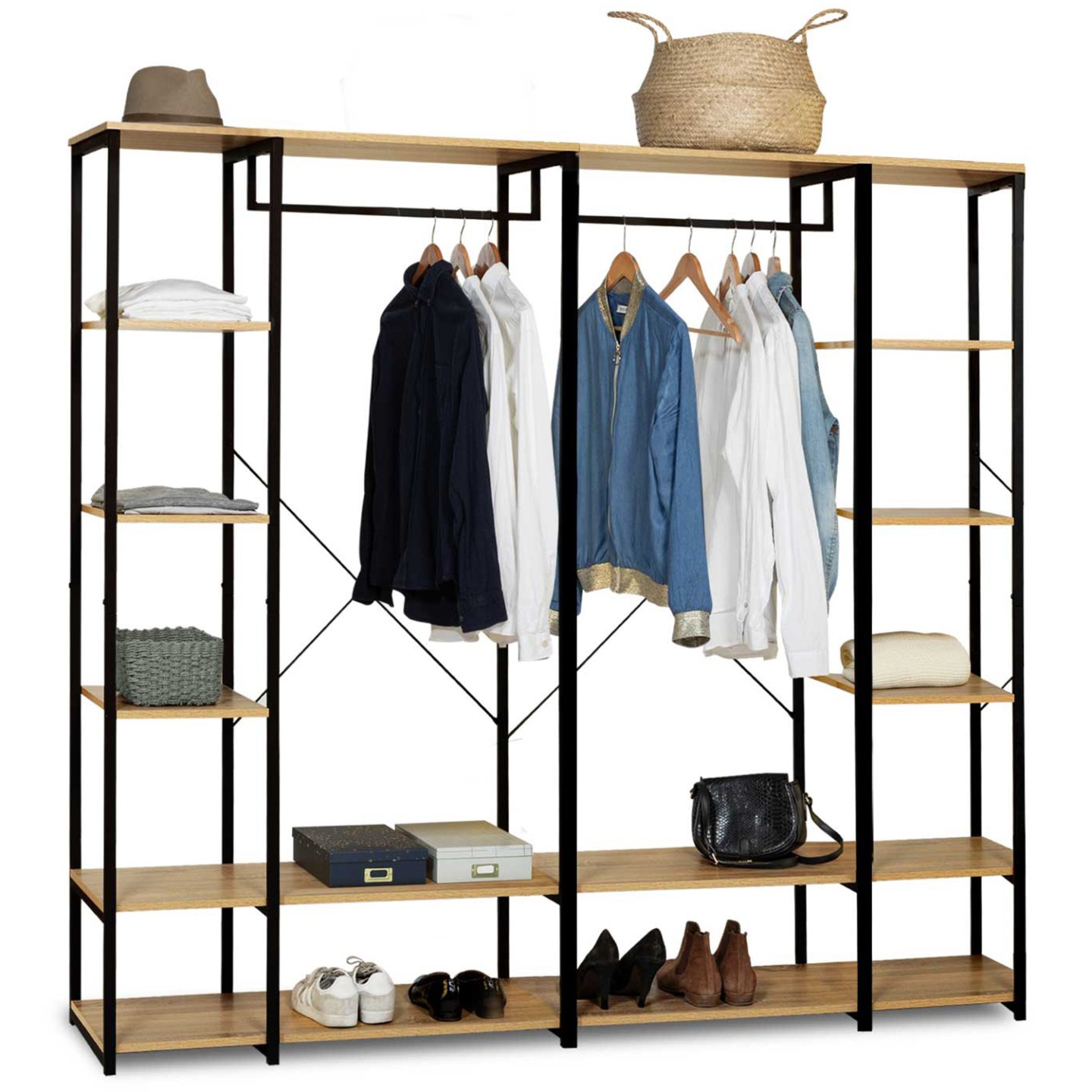 Dressing modulable double penderie étagère L. 180 cm DETROIT design industriel - 2