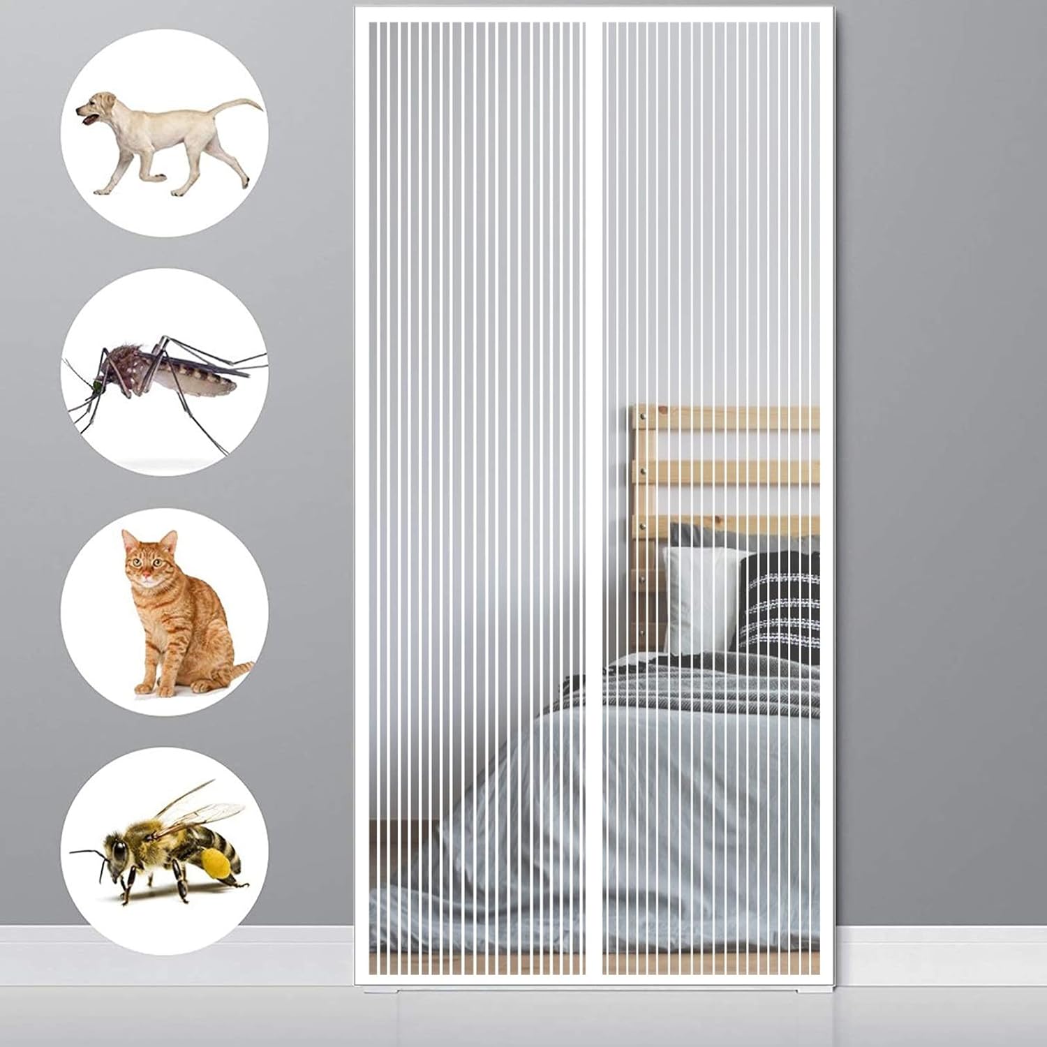 Porte moustiquaire magnétique, rideau de porte anti-mouches, moustiquaire de porte à fermeture magnétique, fermeture automatique, 120x220CM blanc - 4