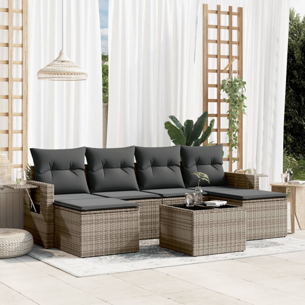 7-cz. zestaw wypoczynkowy do ogrodu, z poduszkami, szary vidaXL