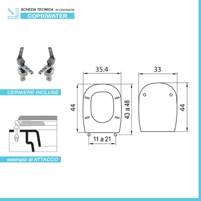 COPRIWATER TESI IN TERMOINDURENTE BIANCO CON CERNIERE IN ACCIAIO COPRIWATER TESI IN TERMOINDURENTE BIANCO CON CERNIERE IN ACCIAIO