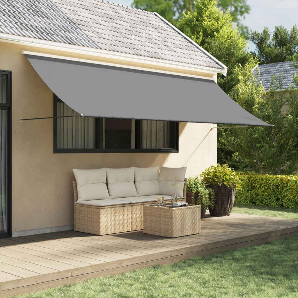 Toldo retráctil| toldo exterior | toldo parasol de tela y acero gris antracita 350x150 cm cfw345438
