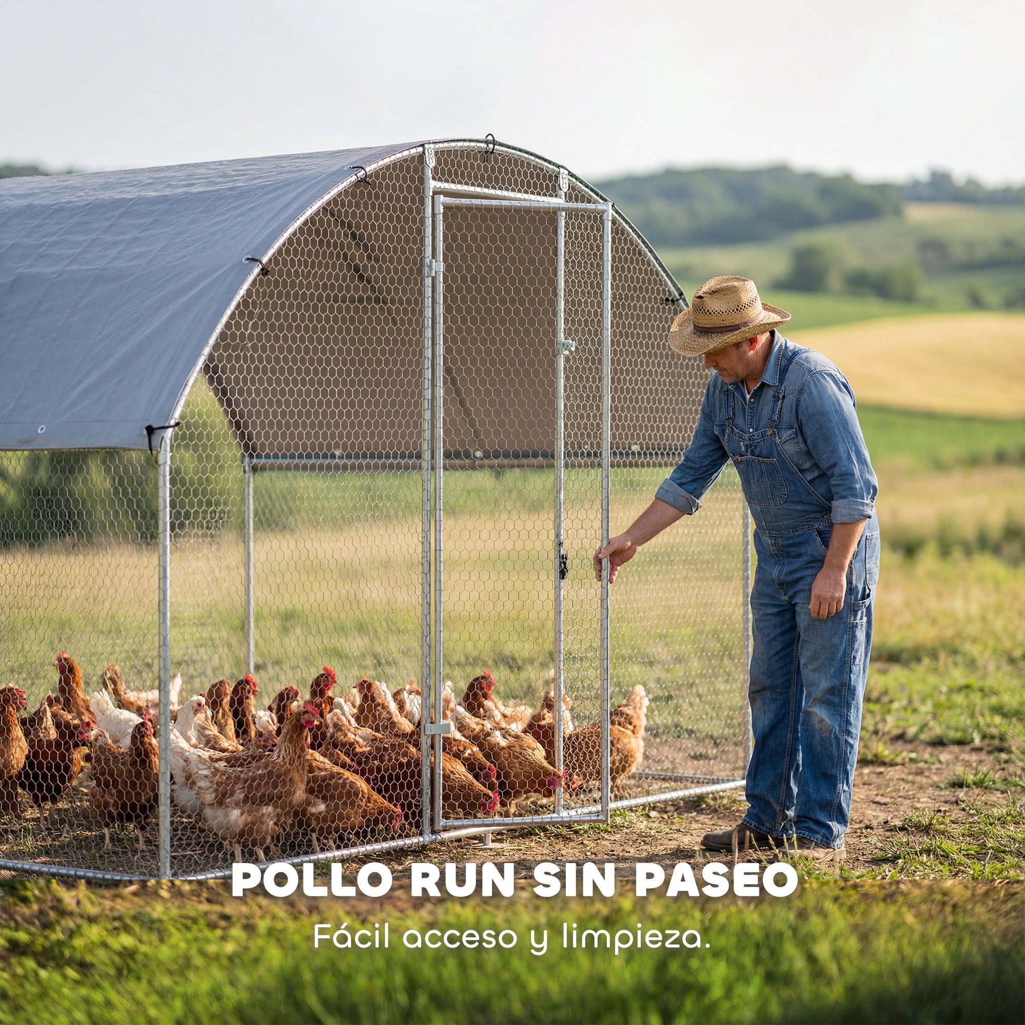 Galinheiro para Exterior PawHut em Aço Galvanizado, Tecido Oxford Prateado 280x170x190 cm - 7