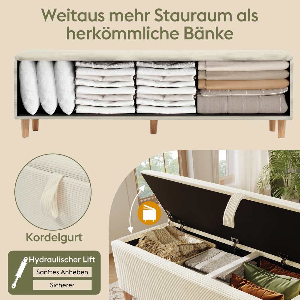 Banc de rangement élégant avec coffre hydraulique, assise confortable et multifonctions pour salon et chambre - 6