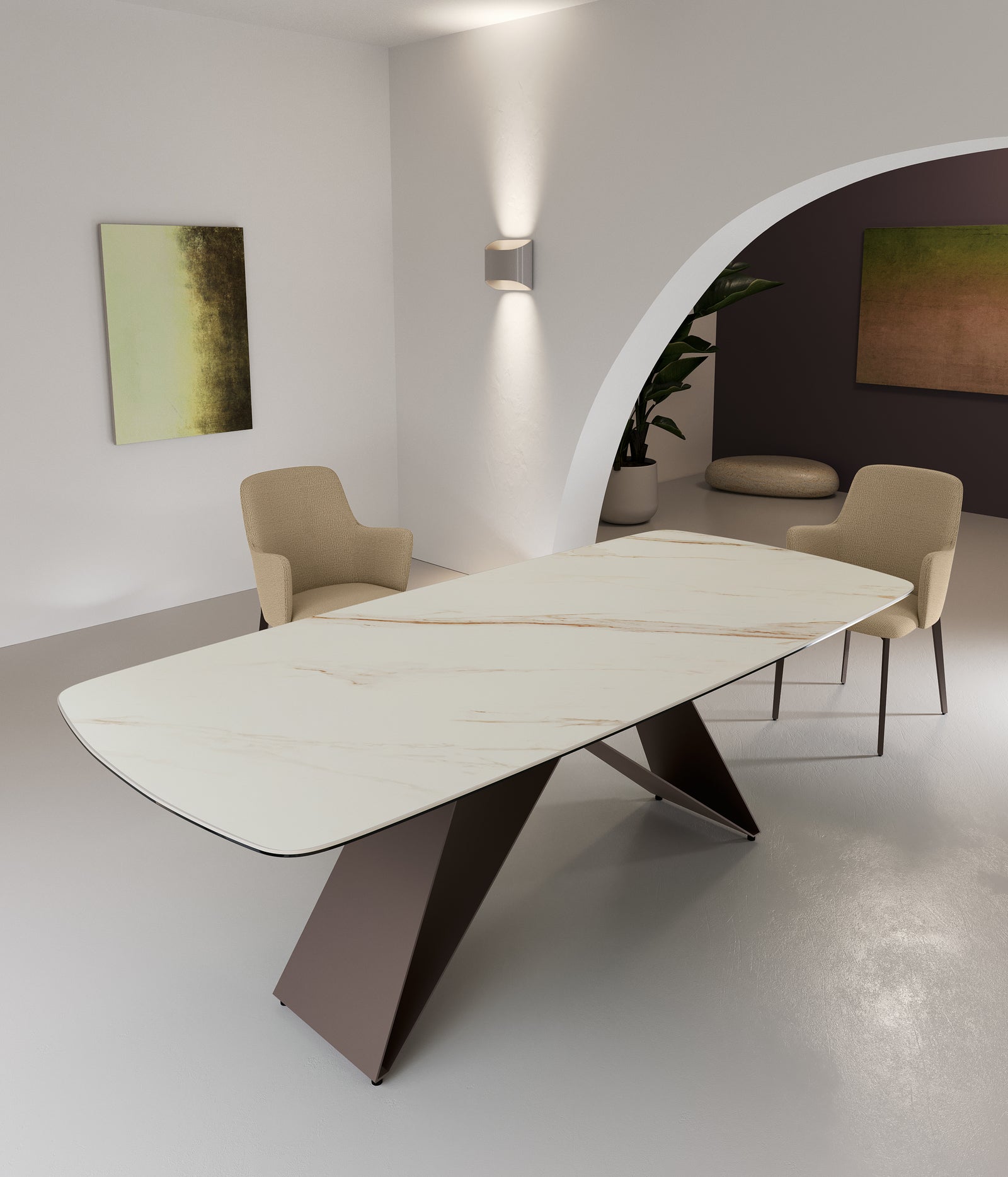 Thanos - Stół stały (220 x 110 cm) z brązowej ceramiki